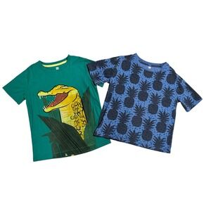 Tea Collection - Bundle of 2 Boys Short Sleeve Shirts size 6 Blue & Green
